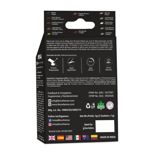 Kit tinta professionale MINA ibrow Henna con olio nutriente (nero) 1