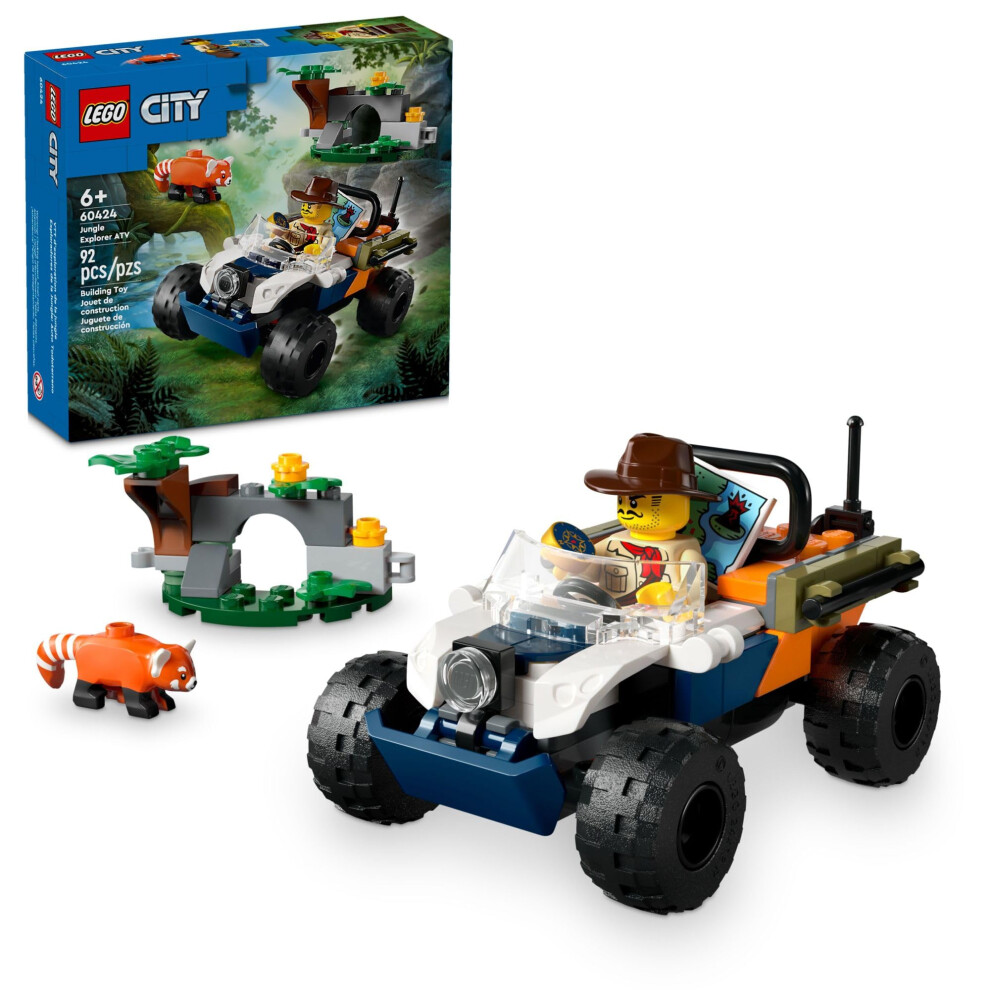 LEGO City Jungle Explorer ATV Red Panda Mission Car Toy Fun Summer Toy for Kids Ages 6 and Up Jungle Explorer Minifigure & Animal Figure Included O