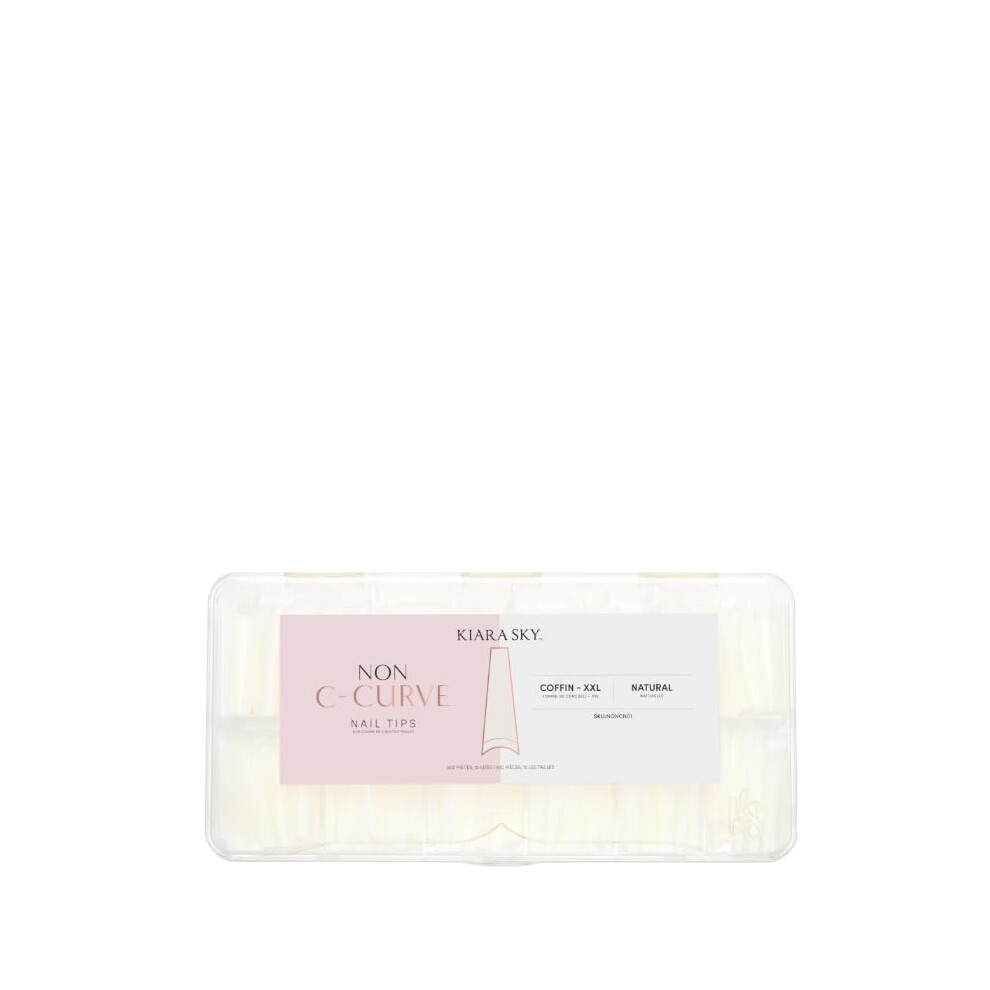 Kiara Sky Professional Nails Non C Curve Nail Tips (Non C-Curve Nail Tips Xxl - Coffin - Natural)