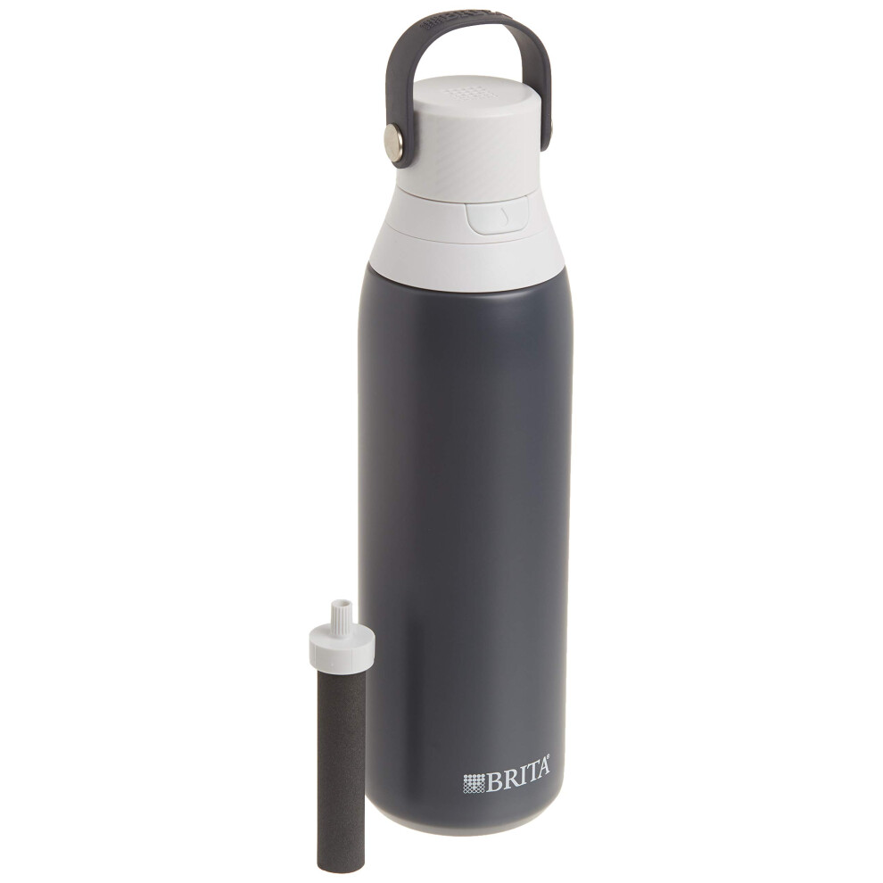 Brita Stainless Steel Premium Filtering Water Bottle  BPA-Free  Reusable  Insulated  Replaces 300 Plastic Water Bottles  Filter Lasts 2 Months or 40 G