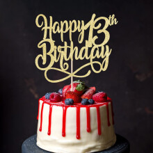 Arany csillog 13. szletsnapi tortafedele dvzlm a 13. v 13. vforduls tortafedelt frfiaknak s noknek (Happy Birthday Gold 13)