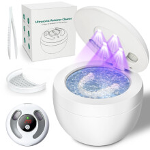 Nettoyeur de prothèses dentaires à ultrasons 45 kHz, nettoyeur de prothèses dentaires UV avec 4 modes, minuterie numérique, capsule de nettoyage