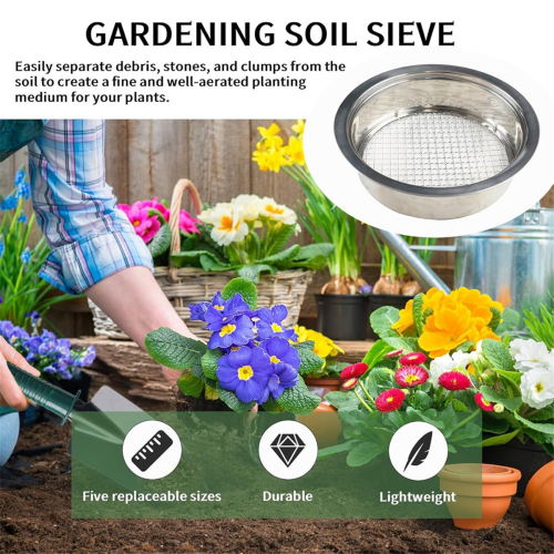 Soil Sifter for Rocks,Compost Sifter with 5 Replaceable Mesh 2