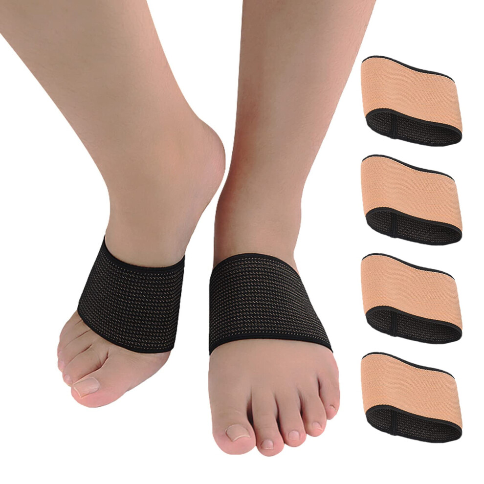 Anhogeu Copper Arch Support Sleeves (4Pcs) Plantar Fasciitis Braces For Foot Care Foot Compression Sleeve For Heel Spurs Flat & Fallen Arches And High Arch