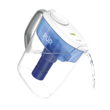 PUR 11-kops waterfilterkan met 1 origineel PUR-filter 11-kops capaciteit 3-in-1 krachtige filtratie Vaatwasmachinebestendige filterwissellicht Wit (P