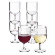 US acrylique empilable de 8 onces tiges de vin en plastique en clair | Ensemble de 8 reutilisables sans BPA fabriques aux Etats-Unis en toute sec