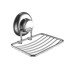 Gecko-Loc Soap Dish Suction mounting Bath soap bar Holder for Bathroom Metal Bath Shower Bathtub Wall Tile or Kitchen Sink soap or Sponge Dishes - Si