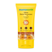 Mamaearth Ubtan detan solcreme med SPF 50 & PA ? | Bred spektrumbeskyttelse | Hjælper med at reducere garvning med gurkemeje og safran | Ikke-fed