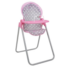 509 Zaloga: Cotton Candy Pink: Foodie Doll HighChair - Pink Grey Polka Dot - dla lalek do 21 """" Solidne dzieci Udawaj zabawe w wieku 3+