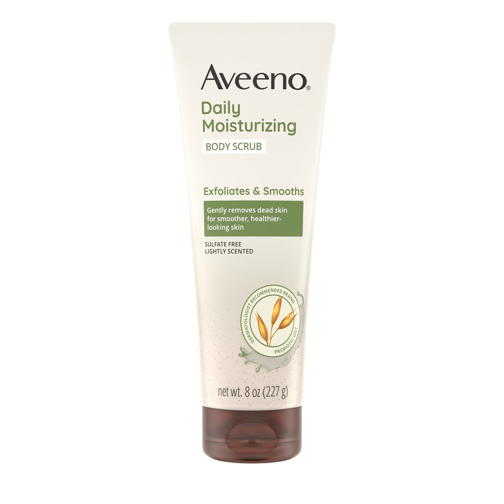 Aveeno Daily Moisturizing Body Scrub  Exfoliating Body Wash for Smoother  Healthier Looking Skin  Soothing Prebiotic Oat Formula  Sulfate-Free  Soap-F