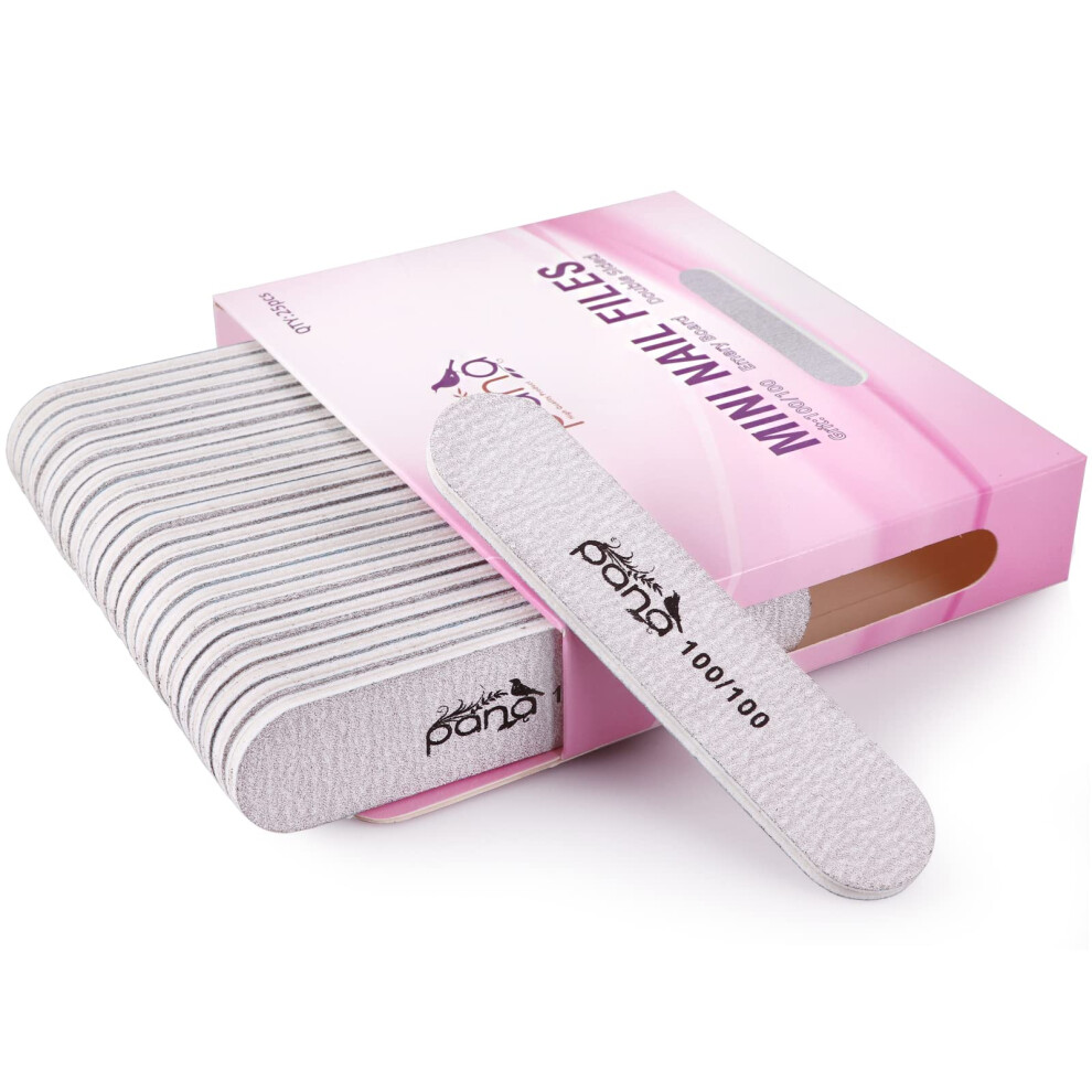 Lot de 25 mini limes à ongles professionnelles double face PANA - Grain zèbre 100/100 - Lime à ongles en émeri pour manucure et pédicure - Lavabl