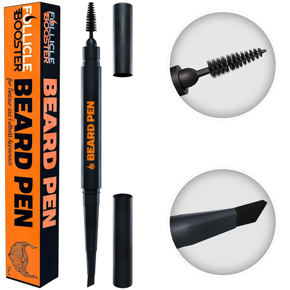 Follicle Booster Beard Pen Filler For Men - Barber Styling Grooming Pencil - Waterproof Proof Sweat Proof Long Lasting Solution With Natural Finish - Cover Beard And