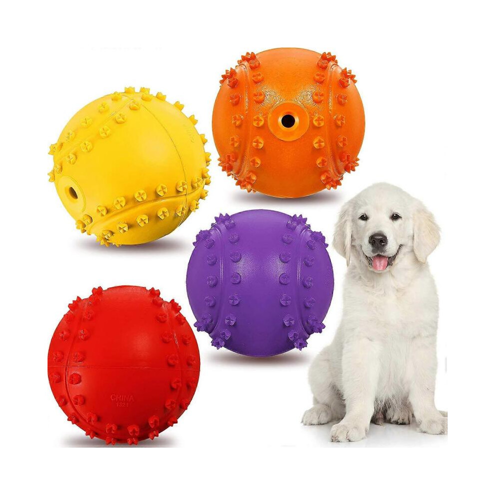 4 Pieces of Durable Rubber Dog Ball Toys, Interactive and Non-Toxic, Chew Toys for Puppies (Tennis Shape)