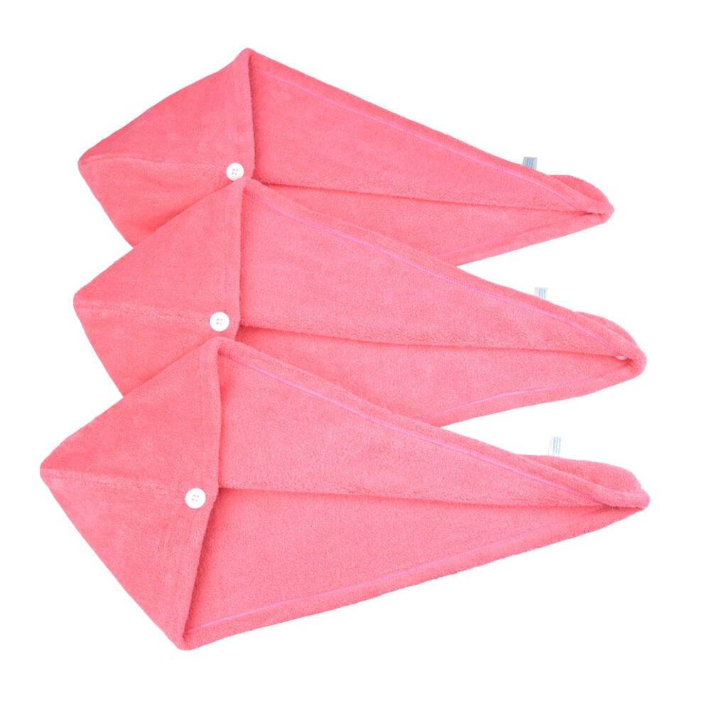 HOPESHINE Women's Soft Shower Hair Towel Twist Hair Turban Wrap Drying Cap Great Gift for Women (Rose Red 3-Pack)-image-OPC-PFPJWVP-NEW