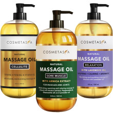 Set de aceites de masaje Cosmetasa - Aceites de masaje corporal con   rnica y menta para aliviar el dolor muscular, la celulitis y lavanda - Terap