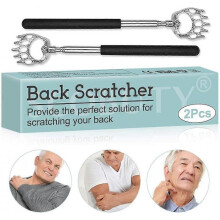 Back Scratchers,Stainless Steel,Bear Claw 4 Section Retractable Handle , Can be Used at Any Time to Eliminate Itching in The Back (2 pcs)