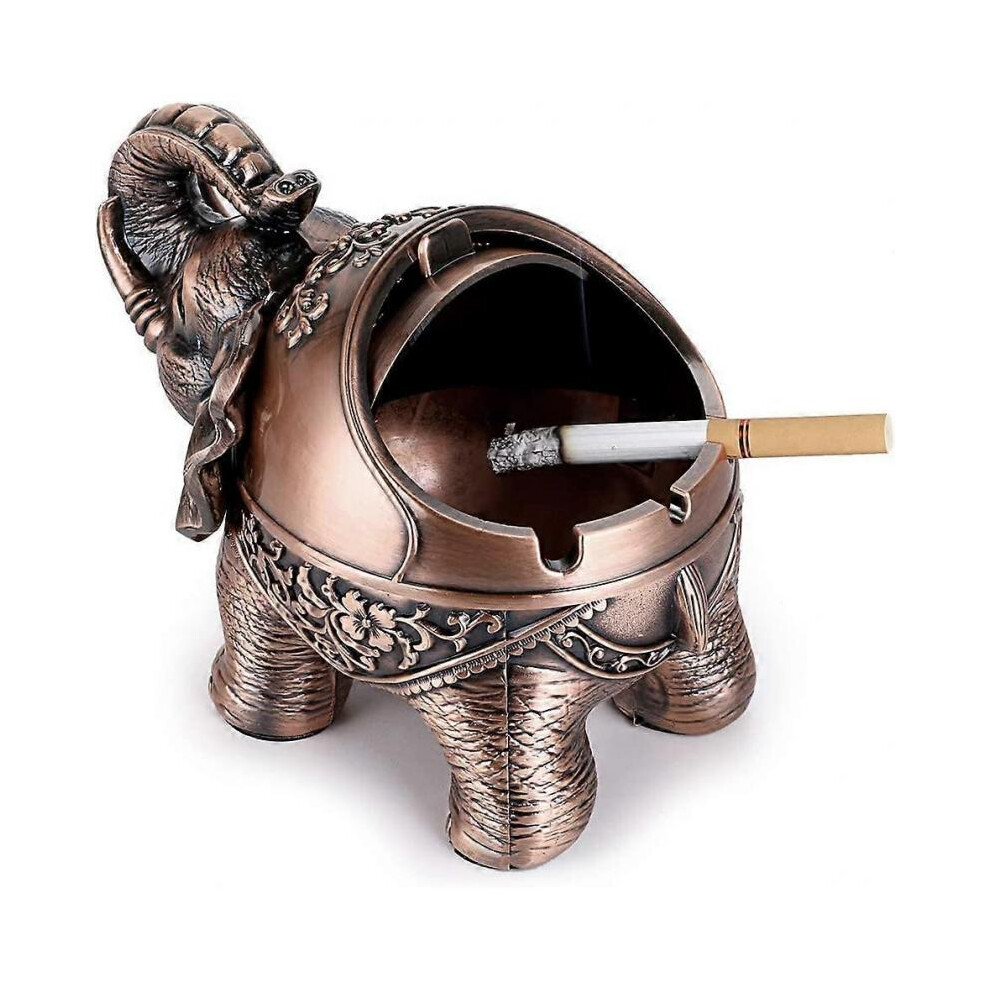 Vintage Windproof Ashtray with Lids - Retro Elephant Modeling Tabletop Ashtray Cigarette Cigar Ash Holder