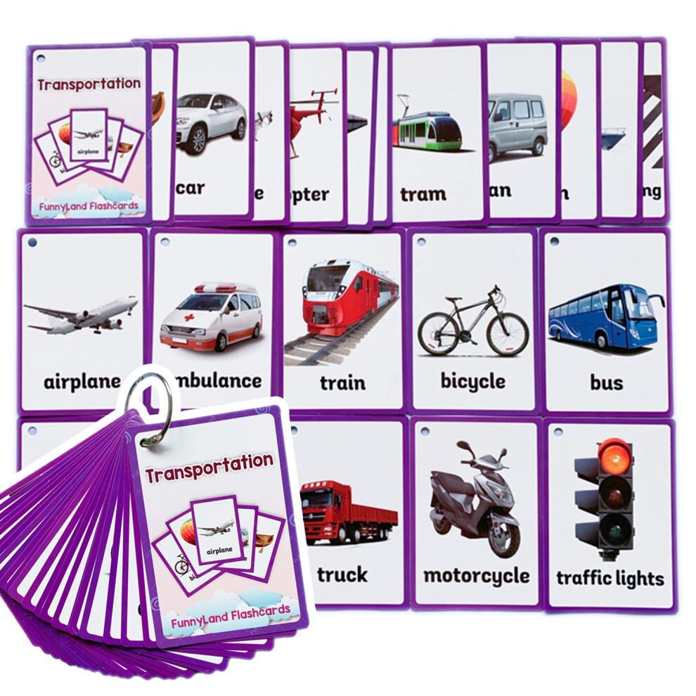 22PCS / Set Transportation Kids Gifts Card Flash Cartes De Poche En Anglais-image