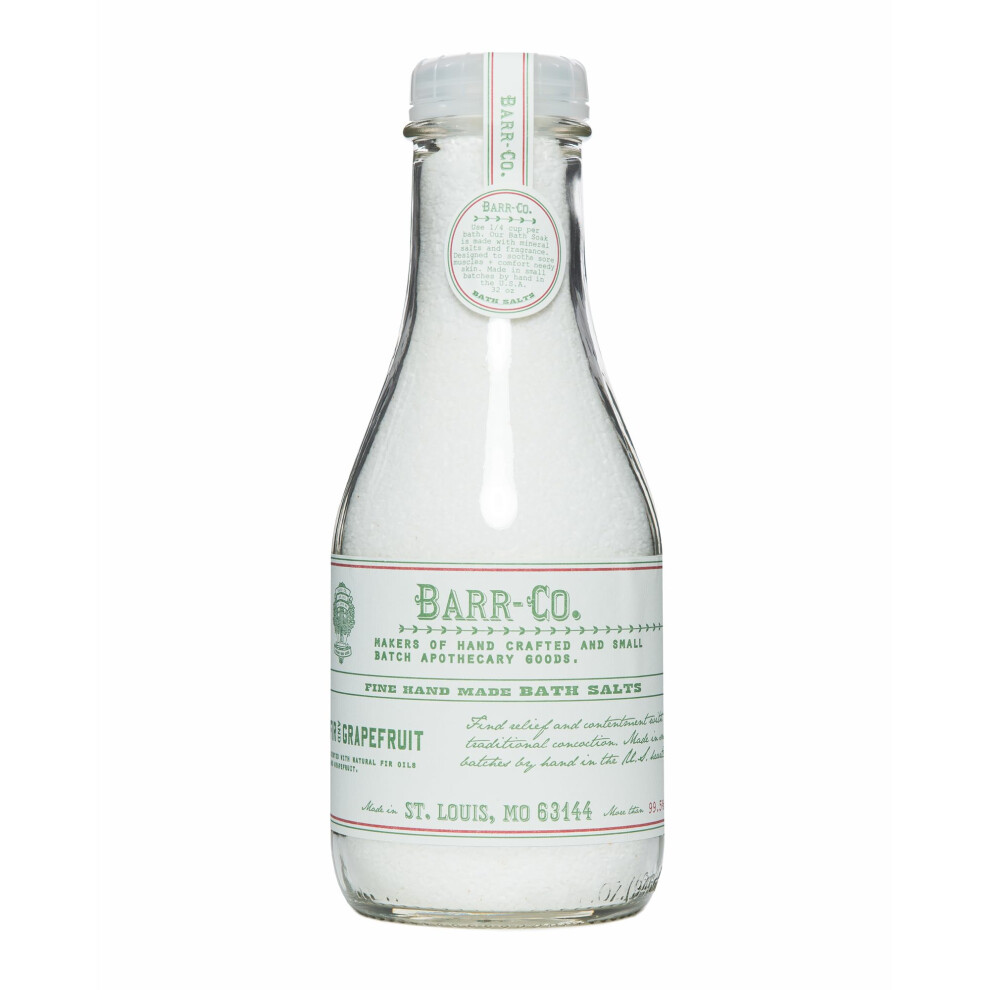 Barr-Co . Fir & Grapefruit Fine Hand Made Bath Salts Woody & Citrus Bathing Salt Relaxing Bath Products For Women & Men 32 Oz
