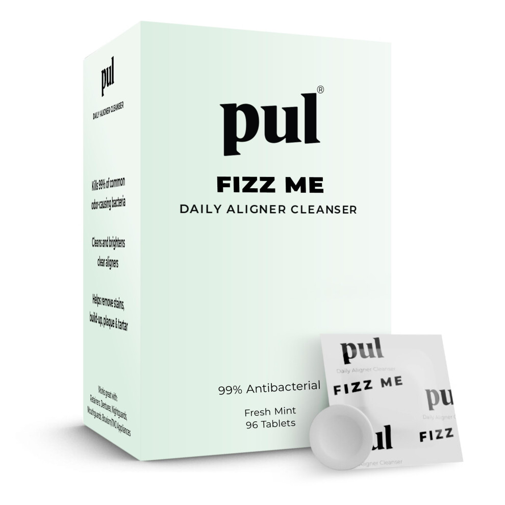 Pultool Pul Aligner Cleaner Tablets (Pack Of 96) - For Cleaning Invisalign All Clear Aligners & Retainers - Removes Odor Stains Plaque - Cleans Dentures N