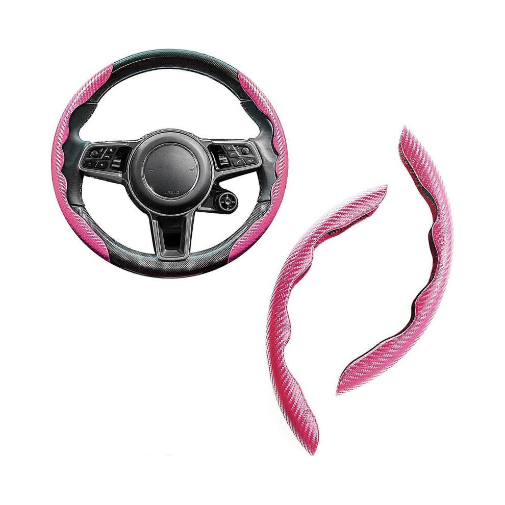 Carbon Fiber Steering Wheel Cover, Men's and Women's Safe and Non Slip Car Accessory,15-inch Universal Auto Car Steering