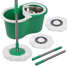 Draaibare Mop en Emmer, Mop met Emmer en Wringerset 360 Draaibare Mop met 3 Microvezel Mopkoppen