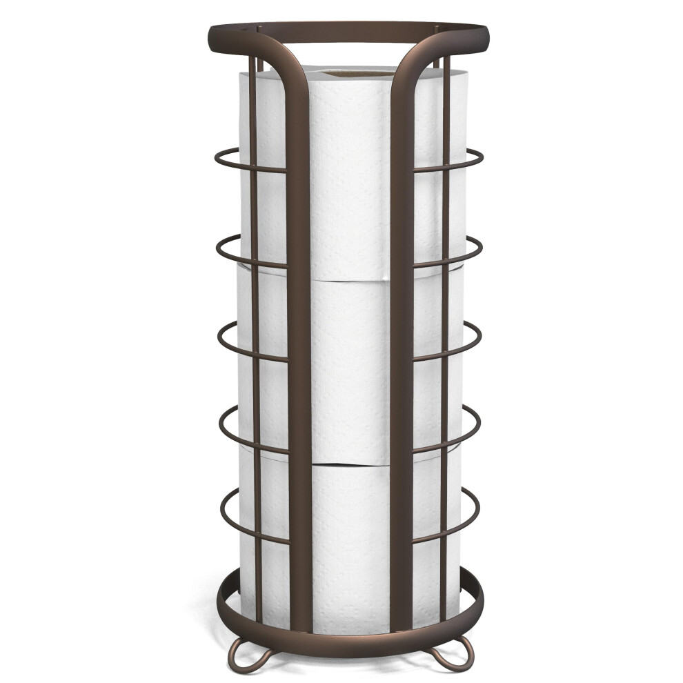 Brookstone Toilet Paper Holder Freestanding Bathroom Tissue Organizer Minimalistic Storage Solution Modern & Stylish Design [Holds Meg Bronze