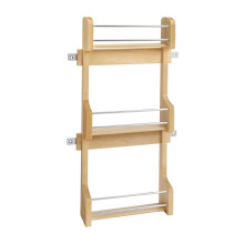 Rev-A-Shelf 15"""" 3 Tiered Pull Out Shelf Organizer for Kitchen Cabinets Pantry Storage Spice Seasoning Rack Door/Wall Mounted Maple Wood 4SR-15