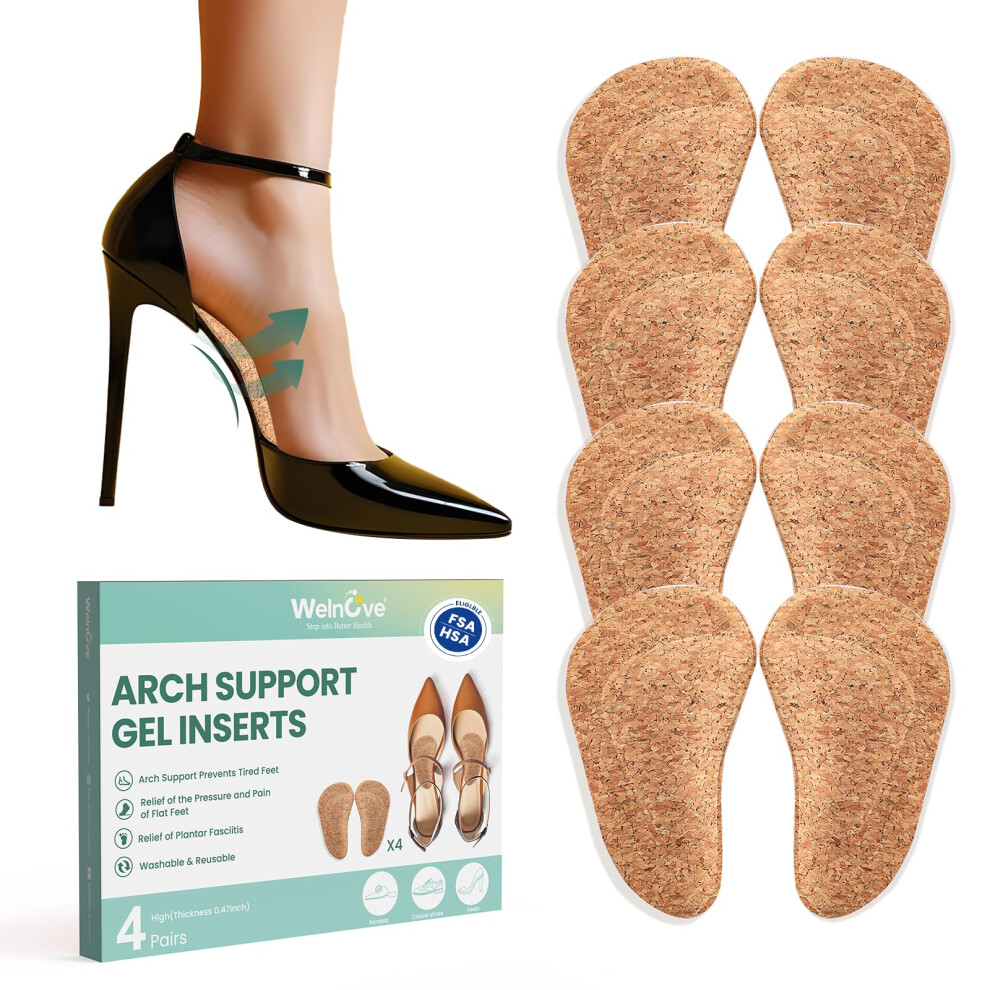 Semelles De Soutien De La Vo Te Plantaire Pour Pieds Plats - Semelles Welnove En Gel, 4 Paires, Pour Soulager La Douleur Et La Fatigue Du Pied, F-image