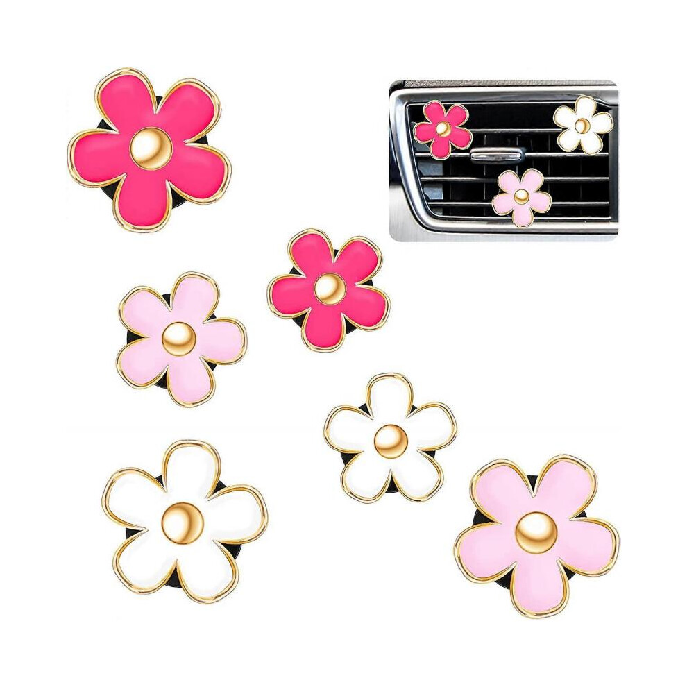 6 Pcs Daisy Flower Air Vent Clip Air Conditioning Outlet Clip Car Air Freshener Clip Charm Car Inter Decor(3 cm, 3.3 cm)