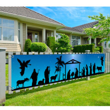 Manger Scene Religious Christmas Yard Signs-Holy Nativity Christmas Banner Large Xmas Yard Sign for Religious Christmas Decoration
