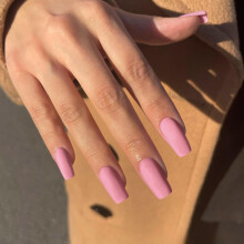 Matte Pink Press On Nails Medium Long Square Xcreando Medium Coffin Nails Acrylic Press ons Glue on Nails Solid Color Fake Nail for Women Natural