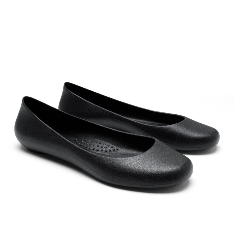 OKABASHI Women's Georgia Soft Jelly Ballet Flats (Black 6) | Daily Slip-On Shoes w/Arch Support | Helps Relieve Foot Soreness & Pain