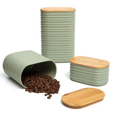 MIXPRESSO Ensemble de 3 pieces de cafe etanche a l'air et de cartouche en plastique de sucre avec un decor de cuisine decorative de couvercle de