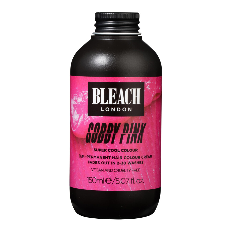 Bleach London Gobby Pink Semi-Permanent Hair Colour Cream - Bubblegum Pink  Vegan  Cruelty Free  Vibrant Temporary Dye 150 ml