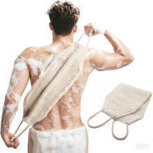 Natuurlijke Sisal & Ramie Exfoli?ende Body Scrubber voor Douche met Handvat - Diep reinigende Rug Scrubber Scrub Spa Tool voor een stralende huid en