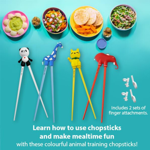 Kinderen eetstokjes voor beginners met herbruikbare hulp (Gemengde 4-Pack) 2