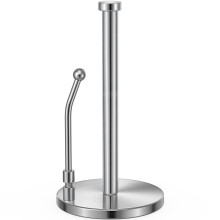 SMARTAKE Paper Towel Holder Paper Towel Dispenser Standing Weighted Base Non Slip Spring Arm for Easy Tear Stainless Steel Paper Towel Holder for H