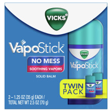 Vicks VapoStick Solid Balm No Mess Soothing Non-Medicated Vicks Vapors Easy-To-Use No-Touch Applicator Quick Dry Lightweight Skin Feel 1.25oz x