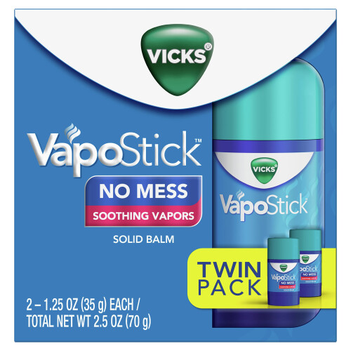 Vicks Vicks VapoStick, Solid Balm, Ingen Rörig, Svalkande Vicks Dofter, Lättanvänd Applikator, 1.25oz