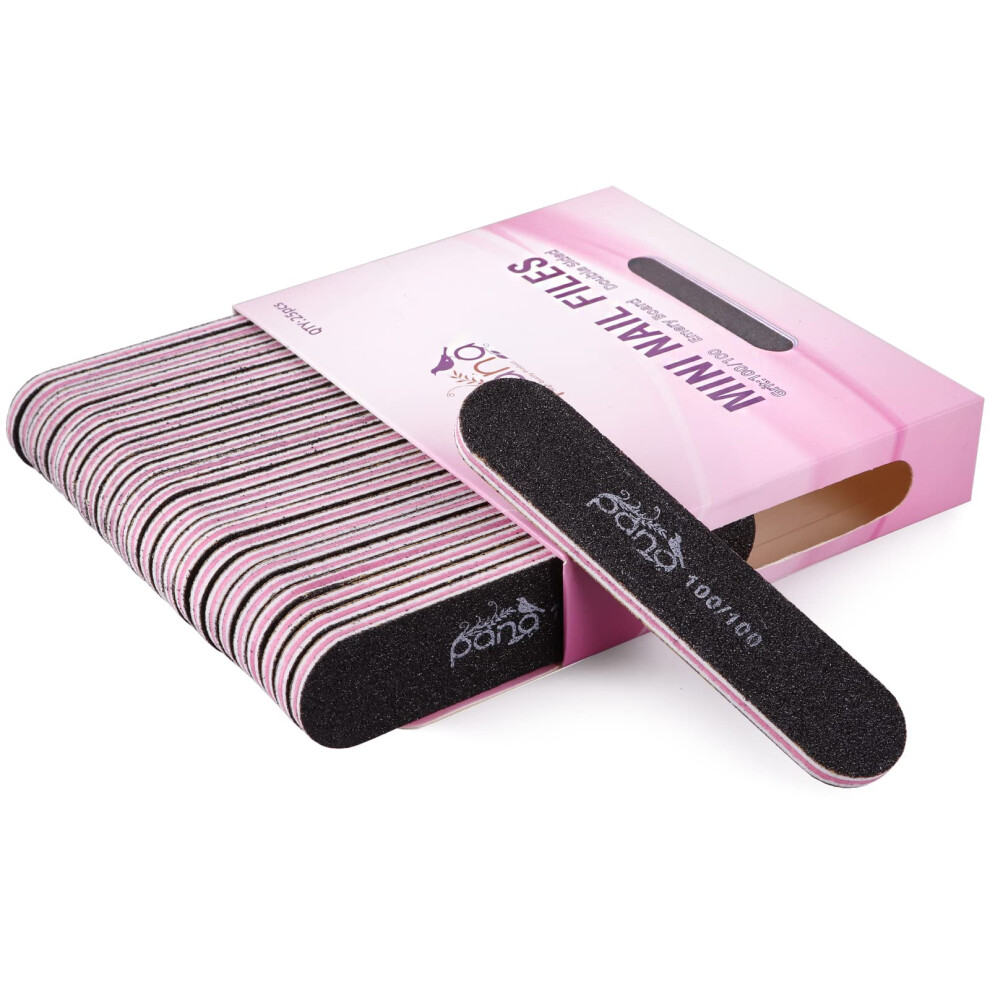 PANA Mini Lime     Ongles Double Face    meri 25 Pi   ces pour Manucure P   dicure Ongles Naturels et Acryliques - Noir (Grain 100/100)
