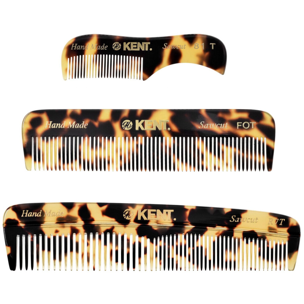 Kent Handmade Beard Grooming Kit - Pocket Comb Set for Men's Mustache and Beard Care  Mini Combs for Travel and Home Use