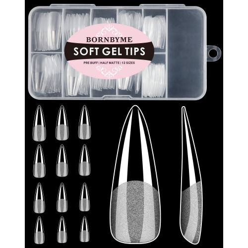 Μαλακές Γαλάζιες Άκρες Νυχιών Stiletto, 120PCS Προφορτισμένα Νυχιών για Επέκταση BORNBYME
