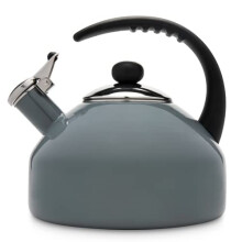 Farberware Omega Tea Kettle Whistling Tea Pot Works For All Stovetops Porcelain Enamel on Carbon Steel BPA-Free Rust-Proof Stay Cool Handle 2.