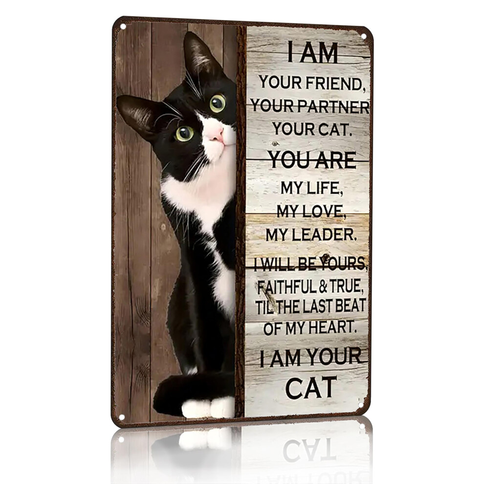 Crazysign Divertente Regalo Per Amanti Dei Gatti ""Sono Il Tuo Amico, Il Tuo Partner, Il Tuo Gatto"" Targa In Metallo Vintage Per Casa, Camera Da L