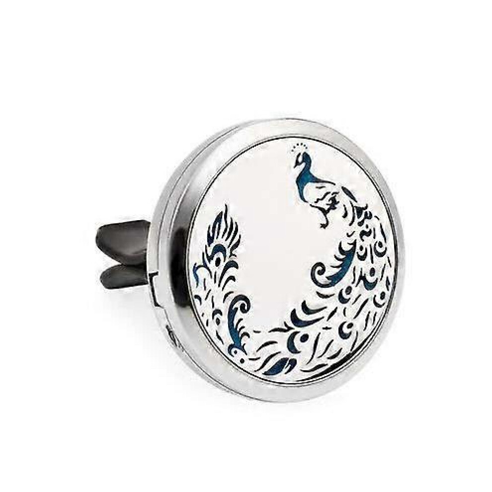 (Dragon Fly) 30mm Car Aromatherapy Essential Oil Diffuse Stainless Steel Locket Air Freshener with Vent Clip