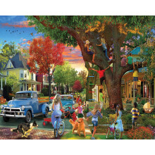 White Mountain The Neighborhood 1000 Piece Puzzle for Adults Fun Spring Jigsaw Puzzle for Grandparents and Family