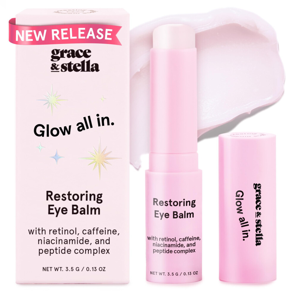 grace & stella Under Eye Brightener Balm Stick - Retinol & Caffeine Eye Cream with for Dark Circles  Puffiness  Wrinkles - Instantly Hydrate and Brigh