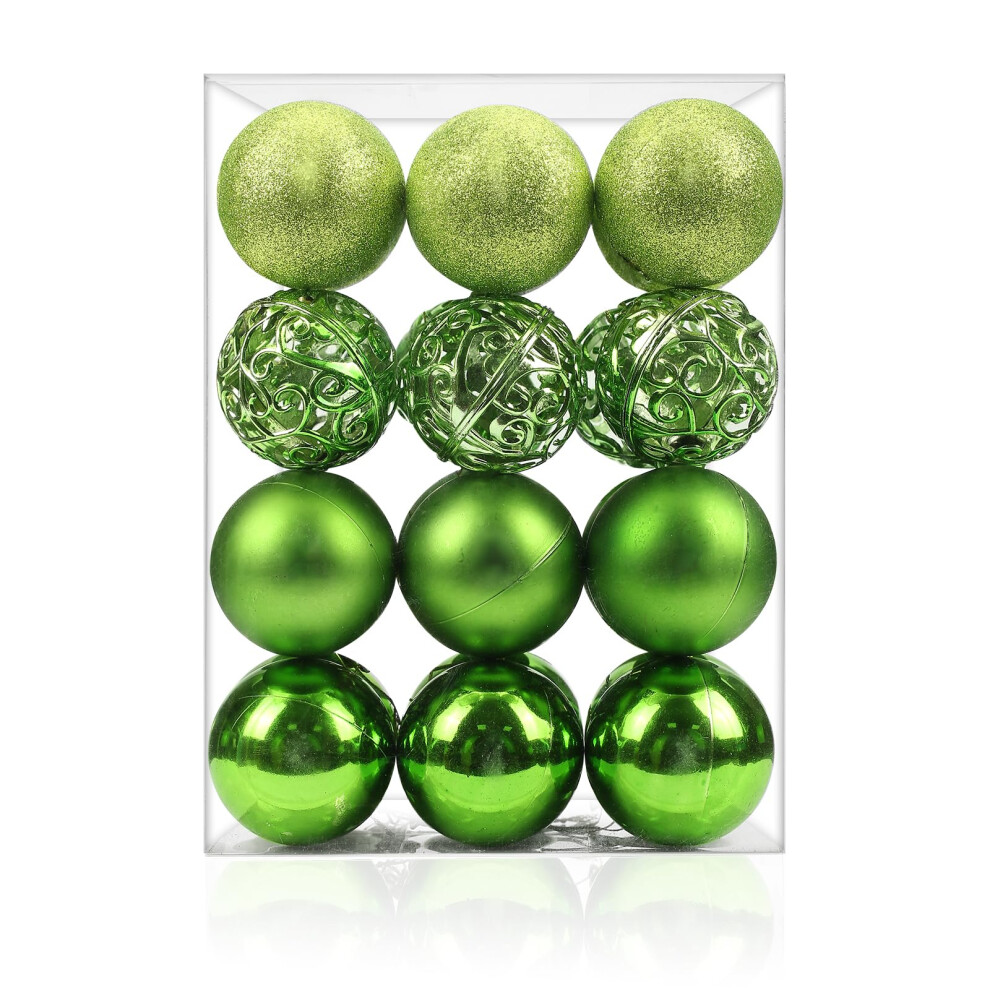 Ams 2.36''/60mm 24ct Christmas Balls Tree Pendants Shatterproof Ornaments Seasonal Decorations for Tree Decor Holiday Xmas(Green)