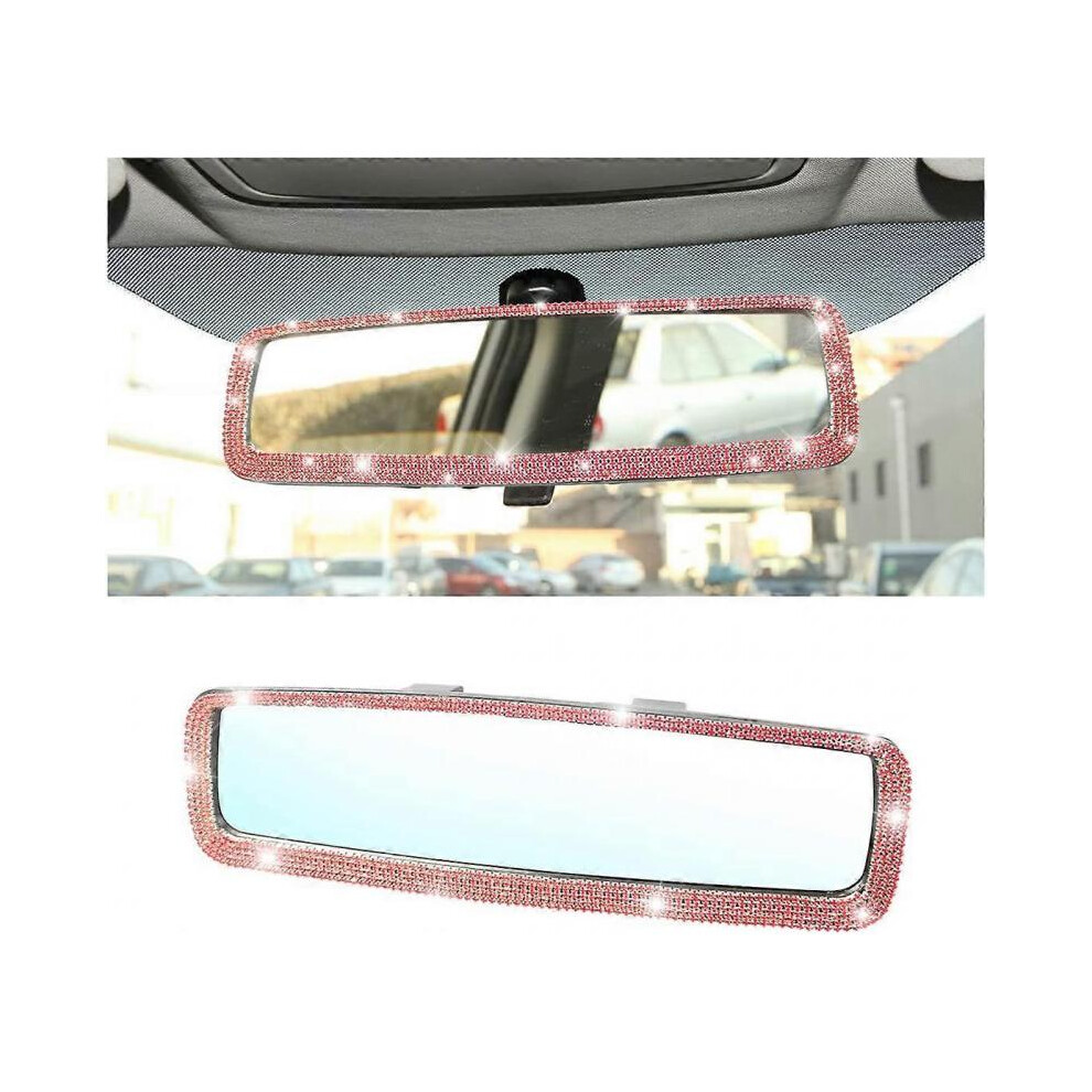 Bling Car Rear View Mirror, Rhinestones Crystal Clip-On Rearview Mirror With Hd Glass, Compatible With Most Cars Not,Specified